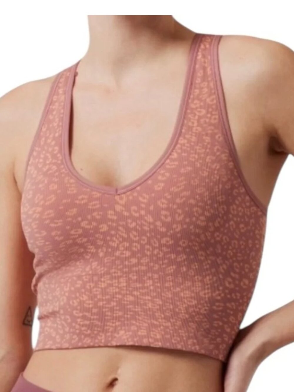 Athleta Women's Aurora Crop Ribbed Leopard Print Tank